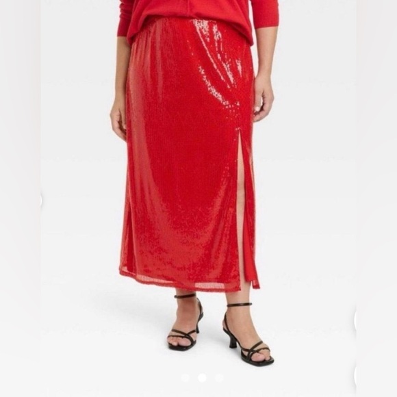 A NEW DAY Womens Sequin Skirt RED SIZE XXL NNT - Picture 3 of 10